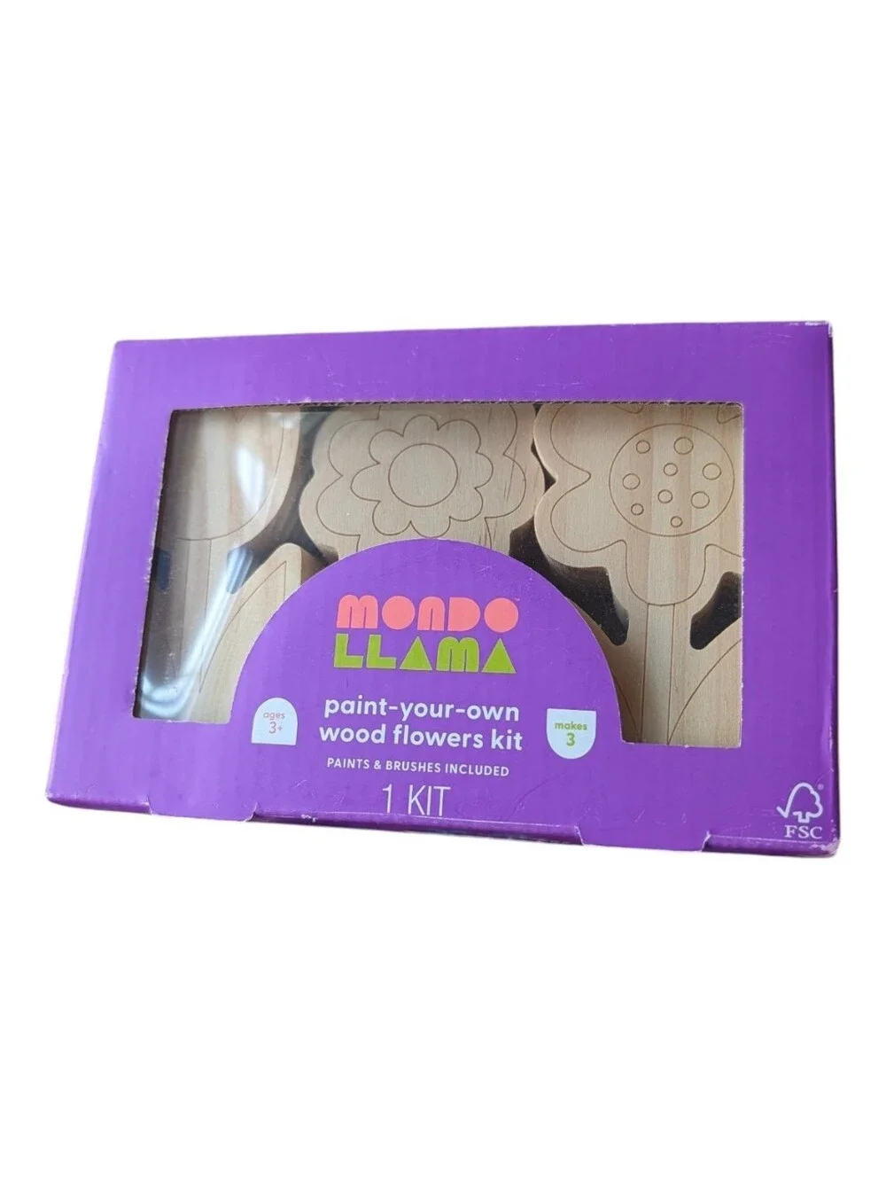 Mondo Llama Paint Your Own DIY Wooden Flower Kit New
